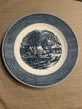1960's Vintage Royal Currier & Ives Grist Mill Dinner Plate Blue one plate picture