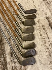 Vintage Custom Built Golf Club Set — 7 Clubs + Putter Head — Hickory & Steel picture