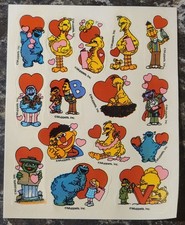 Vintage 1980's CTW Muppet Sesame Street Valentine Sticker Sheet for Srapbooking  picture