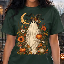 Vintage Ghost Halloween Shirt Witchy Botanical Fall Tee Comfort Colors 1717 picture