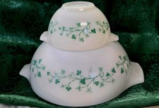 1964 Rare PYREX Green Ivy Chip and Dip Cinderella Bowls picture