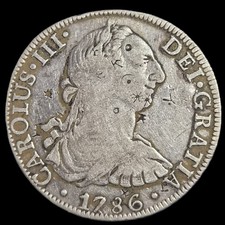 Mexico Spanish Colonial 8 Reales Carol Carolus III 1786 Mo FM Mexico City Mint picture