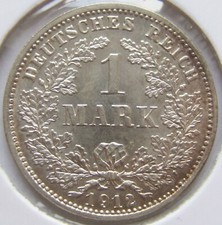 1 Mark 1912 D Empire Silver Coin J.17 München Large Eagle Extremely fine Stgl picture