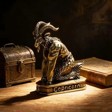 Brass Zodiac Sign Figurine Vintage Constellation Statue Home Office Decor picture