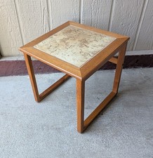 Vintage Mid Century Danish Modern Tile Top Teak Wood Side Table Plant Stand Y53 picture