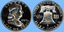 1958 FRANKLIN SILVER 90% HALF DOLLAR BU PROOF ~ UNTOUCHED FROM U.S. SET picture