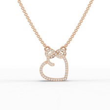 0.14 Ct Round Lab Grown Diamond 18k Rose Gold Infinity Heart Pendant Necklace picture