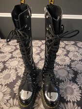 Dr. Martens 1B60 LTT Max Black Knee High Lace-Up Side Zip Platform Boots 9 picture