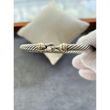 David Yurman 5mm Cable Flex 925 Sterling Silver Buckle Bracelet  picture