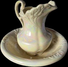 Antique Irridescent Wash Basin & Pitcher Set Signed picture