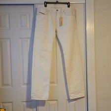 BNWT Diesel Safado Regular Slim-Straight Jeans White Cream 0811G Men's 33x32 picture