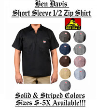 Ben Davis 1/2 Zip Up Work Shirt Solid/Stripes/Plaid Short Sleeve [LR] picture