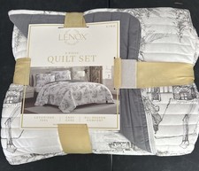Lenox 3 Piece Quilt Set Full King White Floral All Season Comforter Bedding New picture