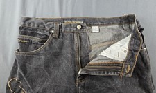 VTG Brooklyn Express Shorts Men 36 Fade Black Dark Wash Baggy Wide Leg Jorts Y2K picture