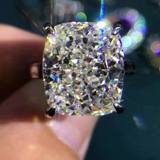 10 Ct Certified Cushion Cut Gorgeous Off White Diamond Ring In 925  Silver picture