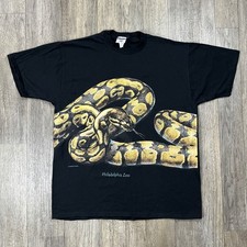 Vintage Python T-Shirt Mens XL Wrap Around AOP Philadelphia Zoo Snake Black picture