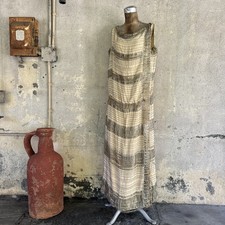 DEFECTIVE Antique 1920s White Silk  Silver Lam Dress Beading Secret Code G3D picture