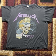 Vintage 1988 Metallica Damaged Justice Tour T Shirt Pushead Double Sided Size M picture