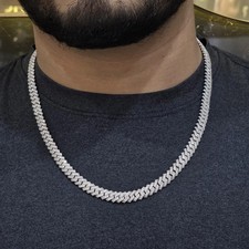 12.9CT Lab-Created Diamond Miami Cuban Link Chain 14K White Gold Plated 22