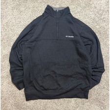 Columbia Mens Black Quarter Zip Fleece Pullover Sweatshirt Size Medium picture