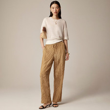 J.CREW NWT $148 New Soleil Pants Crinkled Viscose Blend Honey Brown Size Small picture