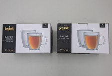 JoyJolt Savor Fluted Glass Coffee Mugs, Double Wall Coffee Mugs. 13.5oz picture