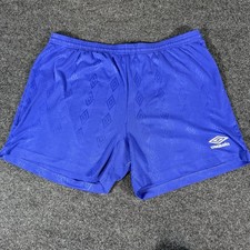 Vintage 90s Umbro Soccer Shorts Mens XL Blue Diamond Jacquard Football Haiti picture