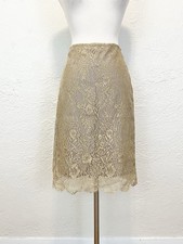 Vintage Y2K 90s Skirt Gold Lace Overlay Romantic Whimsigoth Fairy Victorian 4 picture
