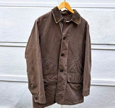 GAP Men’s Brown Chore Coat Barn Jacket Button Front Collared Size S Mid-Length picture