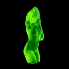 Art Deco Rare Green Uranium Glass ' Beautiful Girl ' Sculpture 1930' H.Hoffmann picture