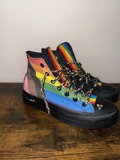 Converse Rainbow Sneakers Unisex High Top Pride Thick Sole picture