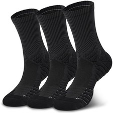 Hylaea Compression Running Socks for Men, Coolmax Large, Black 3 Pairs picture