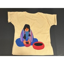 Vtg Alfredo's Wife Art to Wear Top Native American Pottery Appliqué Southwestern picture