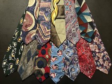 Vintage EUC Lot Of 12 Ties All Wild Abstract & Art Deco Tie Lot Most Silk USA picture