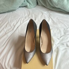 NINE WEST Women Pointed Toe Stiletto Pump Heels High US 8.5 M Black and silver picture