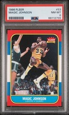 Graded 1986 Fleer Magic Johnson #53 Basketball Card PSA 8 NM-MT picture