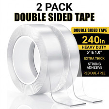 2-pack Double Sided Tape Heavy Duty Nano Adhesive Clear Mounting Hanging Strips picture