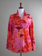 T BY TALBOTS NWT $99 Vibrant Floral 1/2 Zip Pullover Sweatshirt Top Size Large picture