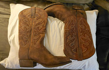 Dan Post Leather  Brown Western Cowboy Boots Men's US Size 9 #0088 picture