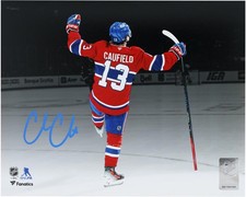Cole Caufield Montreal Canadiens Signed 8x10 Red Spotlight Celebration Photo picture