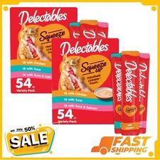 2 Pack Hartz Delectables Squeeze up Lickable Wet Cat Treat 0.5oz Tube (54 Count) picture