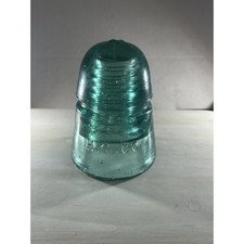 Antique H.C. Co. CD 145 Aqua Beehive Glass Insulator Hemingray Embossed Bubbles picture