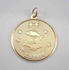 Vintage Estate 14K Yellow Gold Plated 925 Sterling Silver Pisces Zodiac Char picture