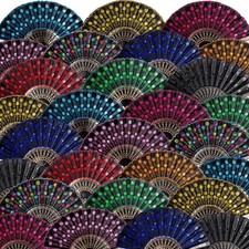 Geetery 100 Pcs Chinese Folding Hand Fan Bulk for Line Dancing, Colorful Clackin picture