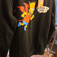 Cakeworthy Simpsons Bart Simpson Black Graphic Sweatshirt Crewneck S picture
