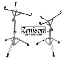 Zenison Set of 2 Zenison Snare Drum Stand Height Adjustable Double Braced Chrome picture