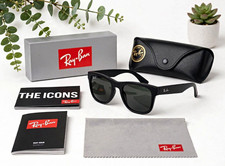 Ray-Ban Men’s Square Sunglasses Black Plastic Frame Gray Tinted Lenses + Case picture