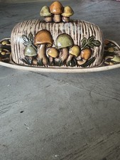 Vintage 1970’s Mushroom Butter Dish Arnels Ceramic Woodland Retro Glossy Kitchen picture