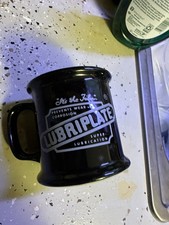 Vintage Lubriplate Black Coffee Mug – Industrial Advertising – Heavy Ceramic Cup picture