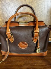 Vintage Dooney & Bourke brown All-Weather Leather doctor's satchel w key  picture